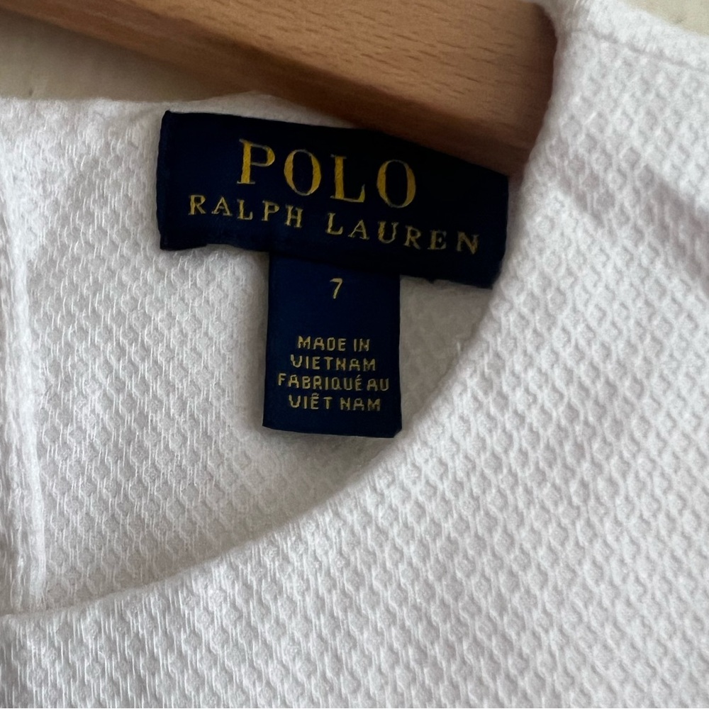 Polo by Ralph Lauren White Textured Open Back Dress Kids Girl Size 7 Party - Picture 4 of 9